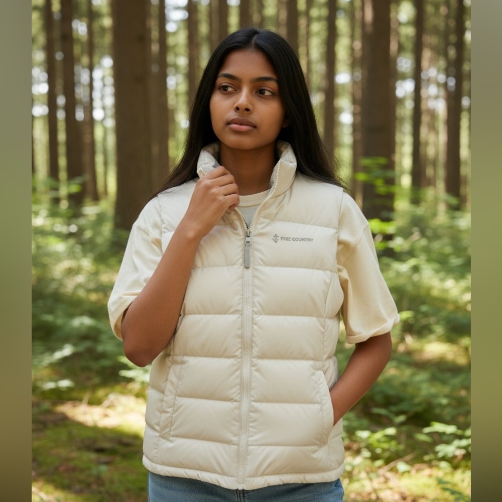 Free Country white puffer vest. 50% down. SZ XL - Picture 2 of 9
